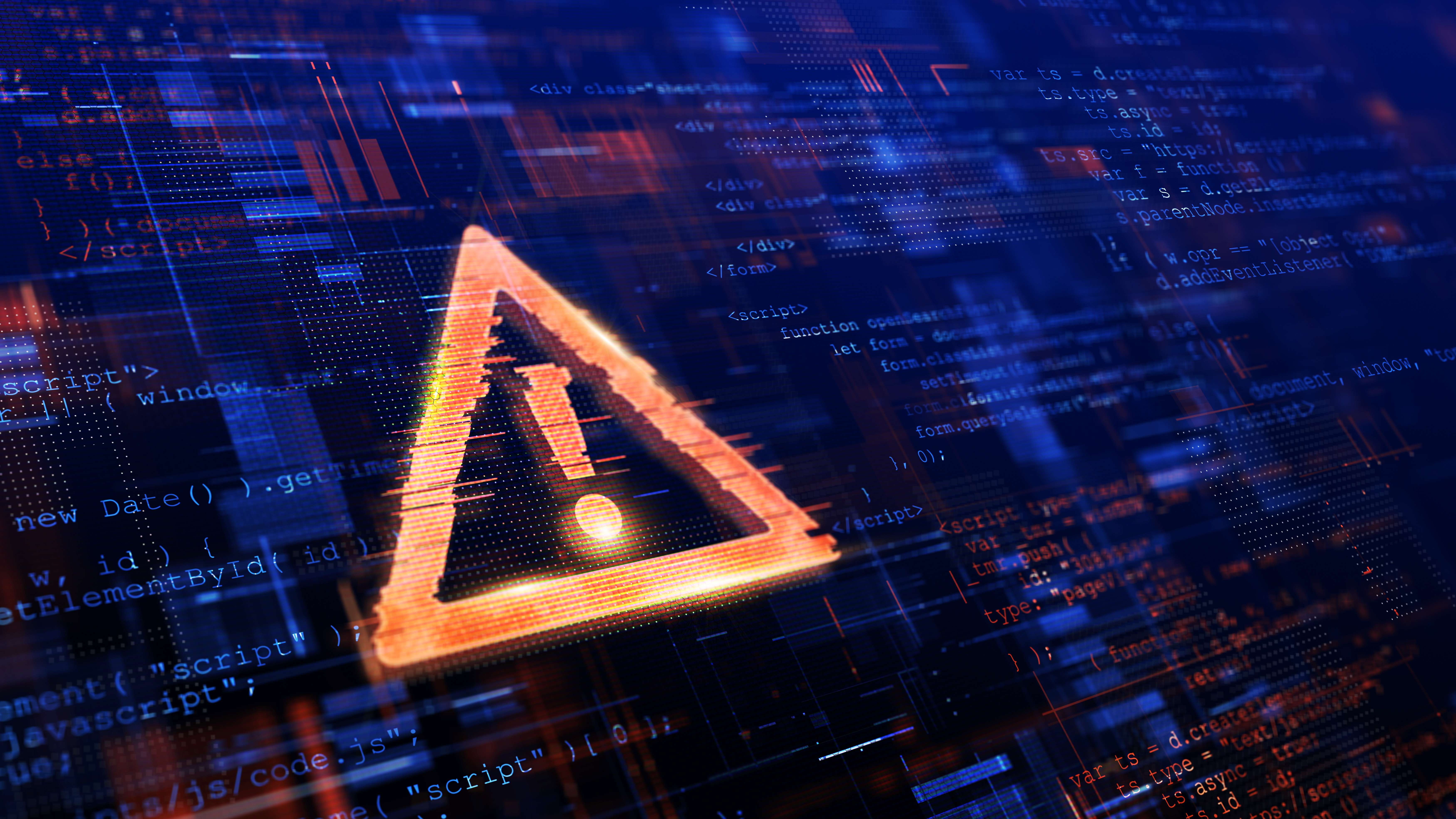 Computer screen with a warning icon