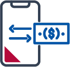 Mobile phone money transfer icon